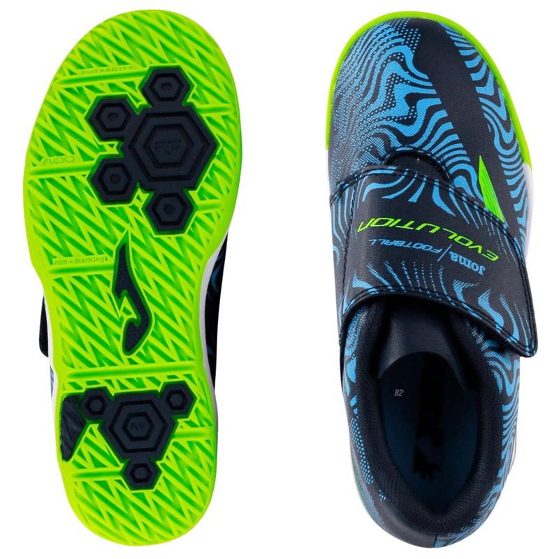 chuteira-futsal-joma-evolution-velcro-infantil-azul-marinho-verde