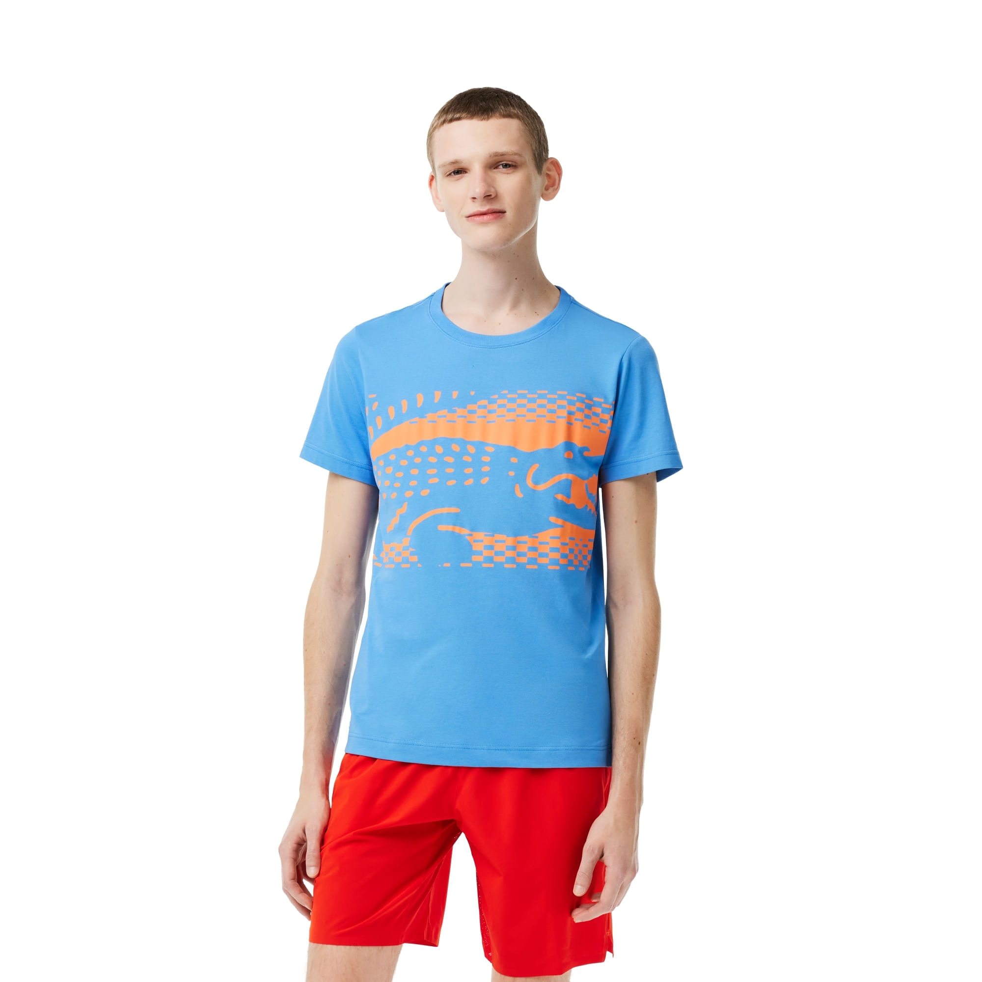 Camiseta Lacoste Tennis X Novak Djokovic Masculina - Azul/Laranja