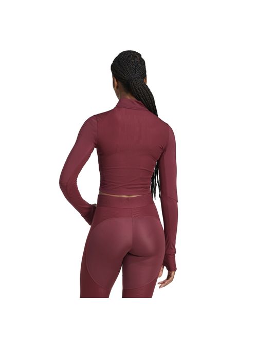 Top Manga Longa Adidas Hyglm Fz Feminina - Bordô