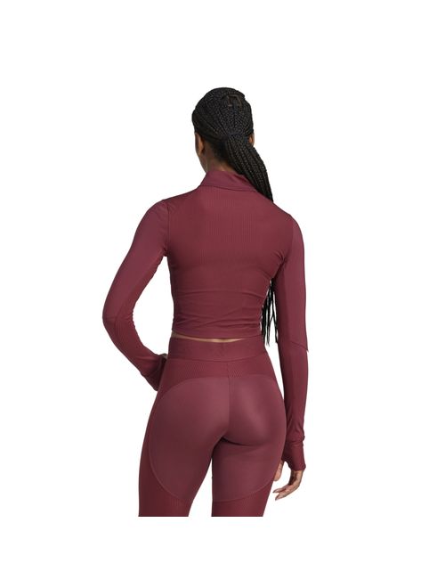 Top Manga Longa Adidas Hyglm Fz Feminina - Bordô