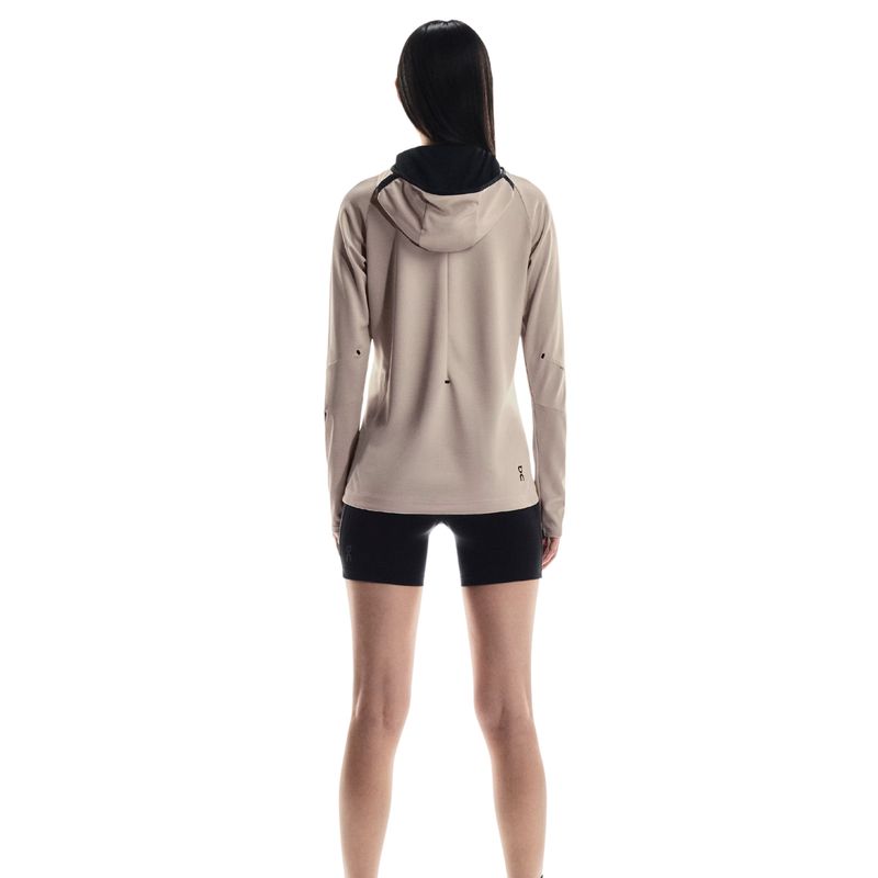 jaqueta-on-running-climate-zip-hoodie-feminina-bege