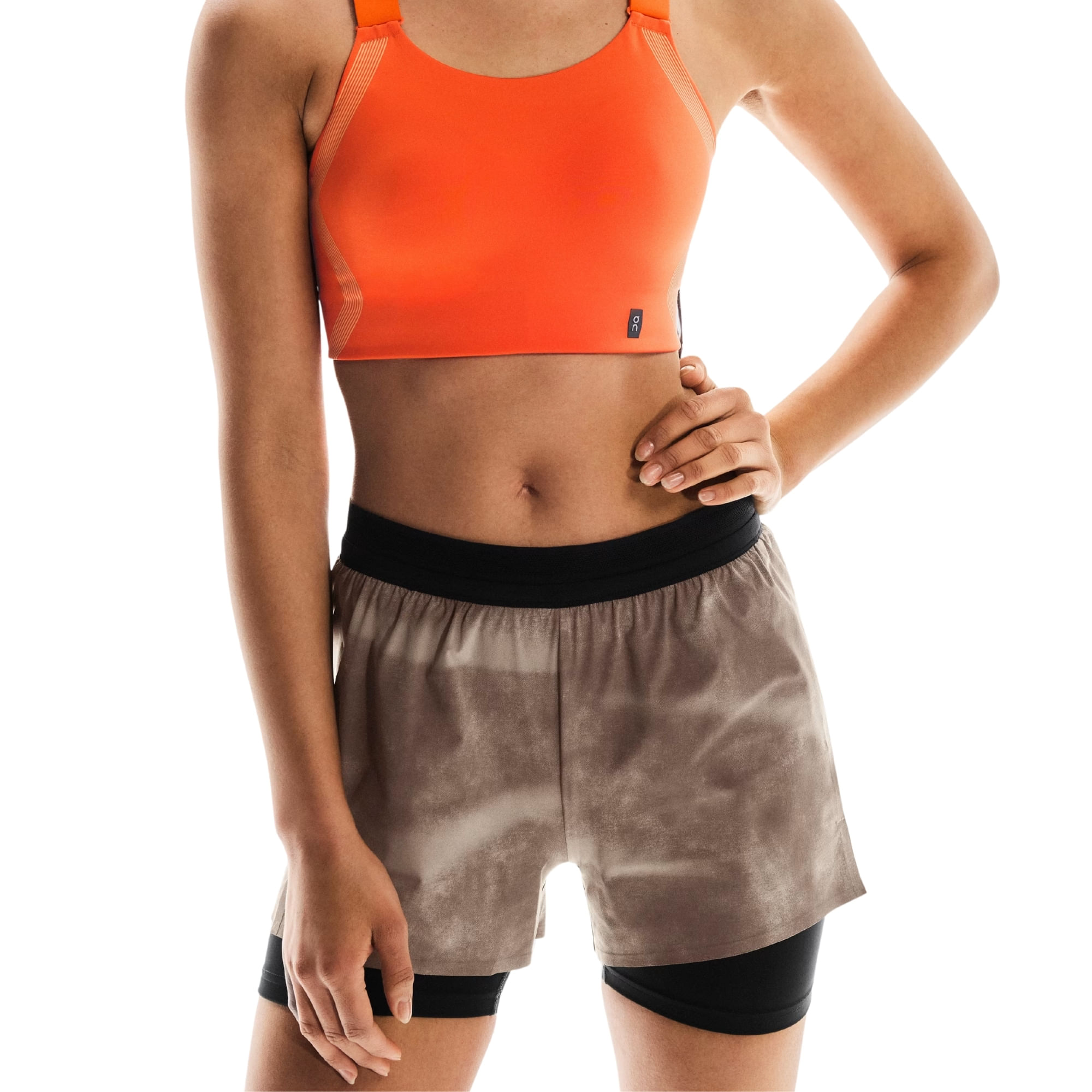 Shorts On Running Performance Aop 3P Feminino - Marrom