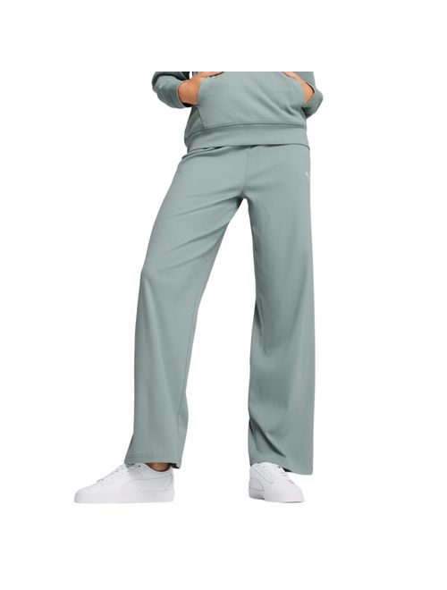 Calça Puma Ess Elevated Rib Straight Feminina - Verde