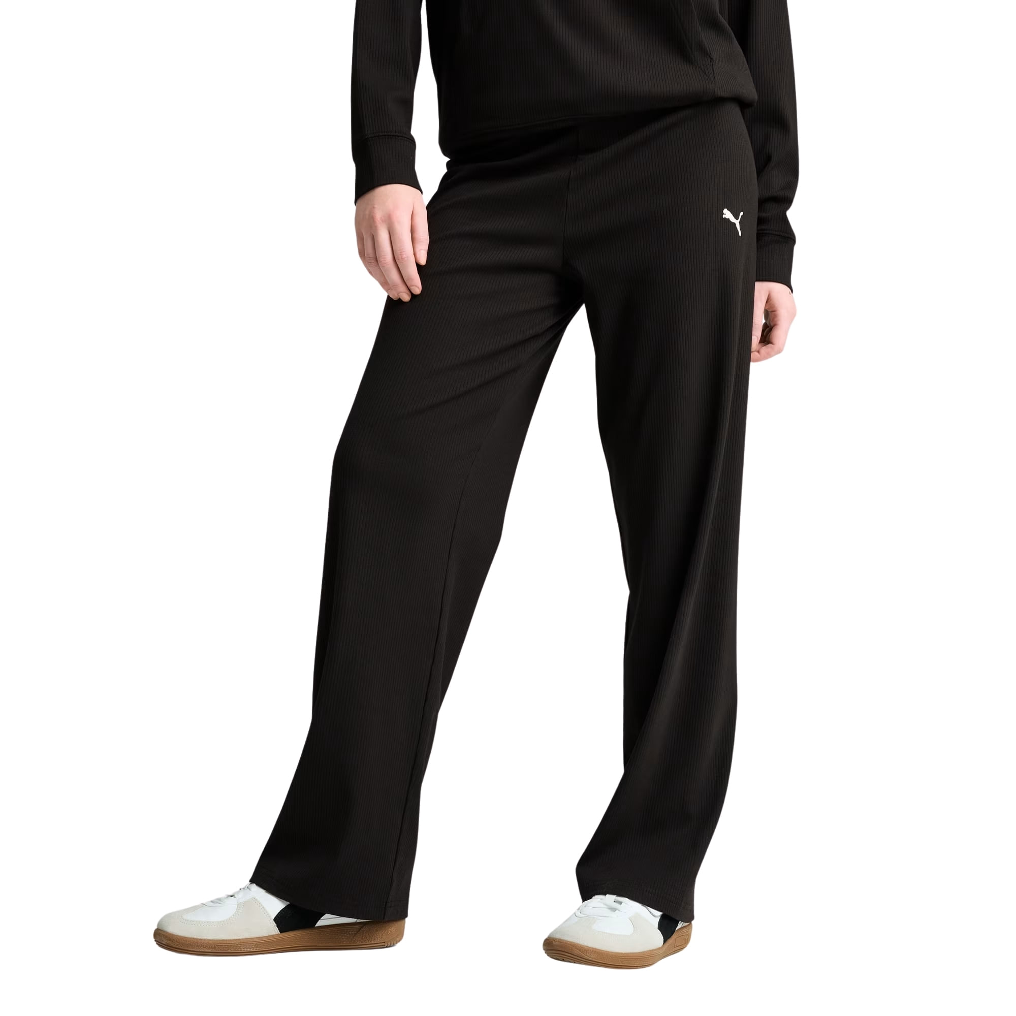 Calça Puma Ess Elevated Rib Straight Feminina - Preta