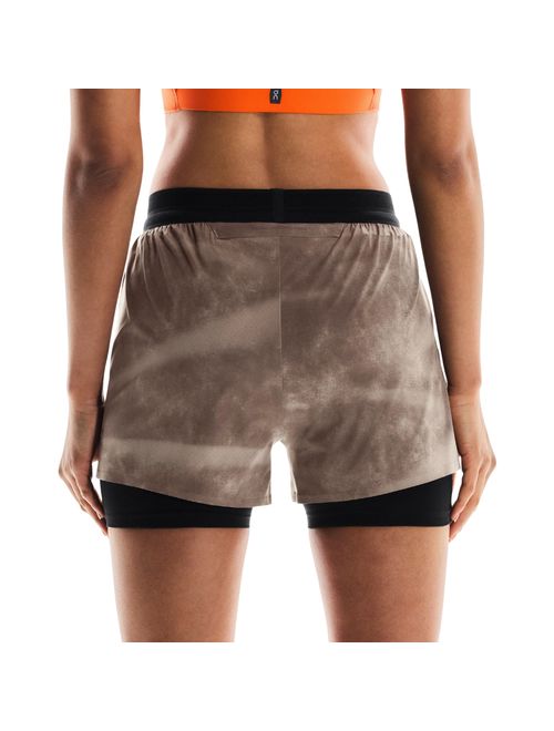 Shorts On Running Performance Aop 3P Feminino - Marrom