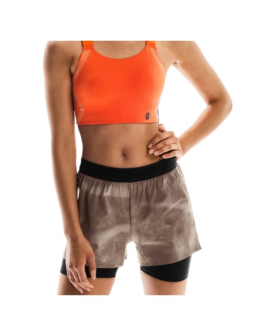 Shorts On Running Performance Aop 3P Feminino - Marrom