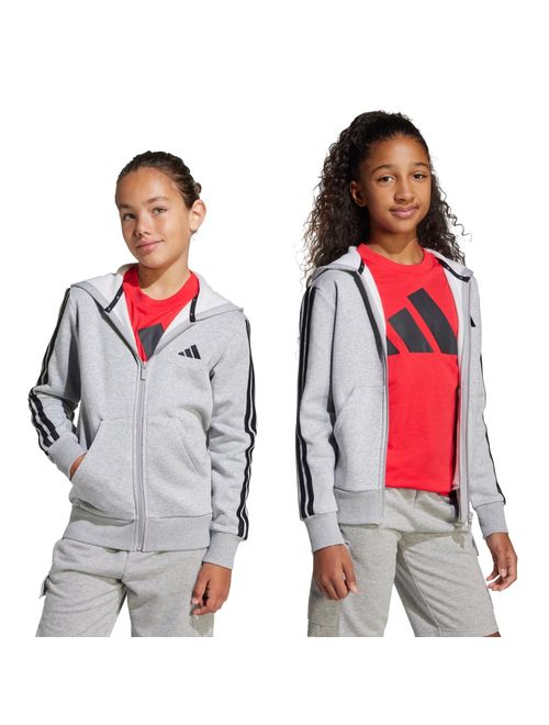 Jaqueta Com Capuz Adidas Essentials 3-Stripes Infantil - Cinza