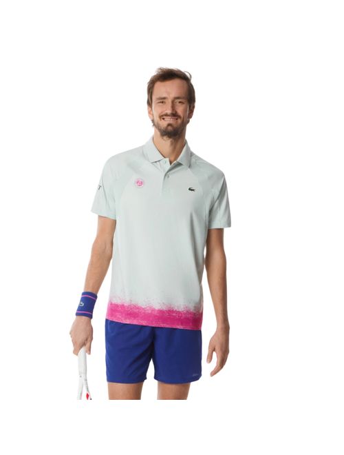 Camisa Polo Lacoste Slim Edição Roland Garros Masculina - Verde/Rosa