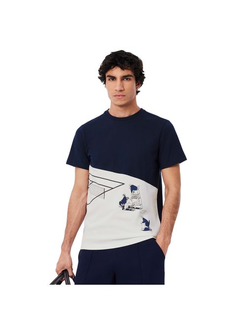 Camiseta Lacoste Estampada Regular Heritage Masculina - Marinho/Branca