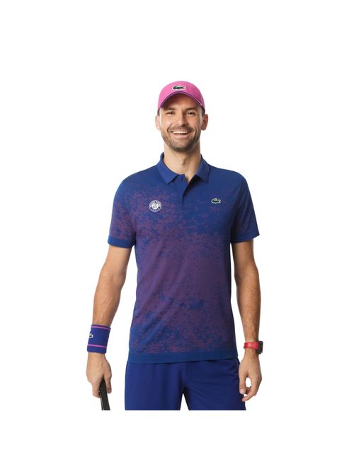 Camisa Polo Lacoste Slim Edição Roland Garros Masculina - Azul/Rosa