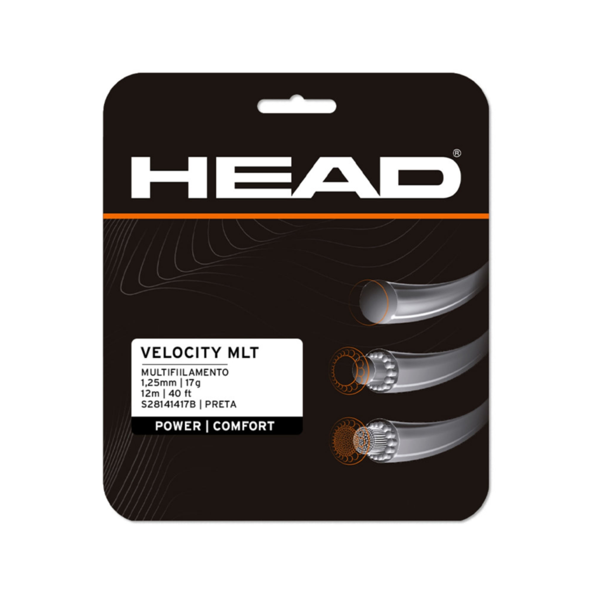 Corda Para Raquete Encor Head Velocity Mlt 17 Unissex - Preta