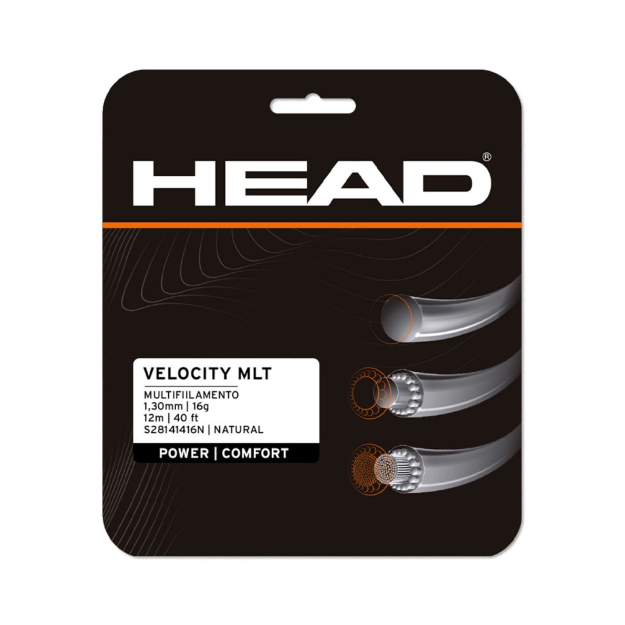 Corda Para Raquete Encor Head Velocity Mlt 16 Unissex - Bege