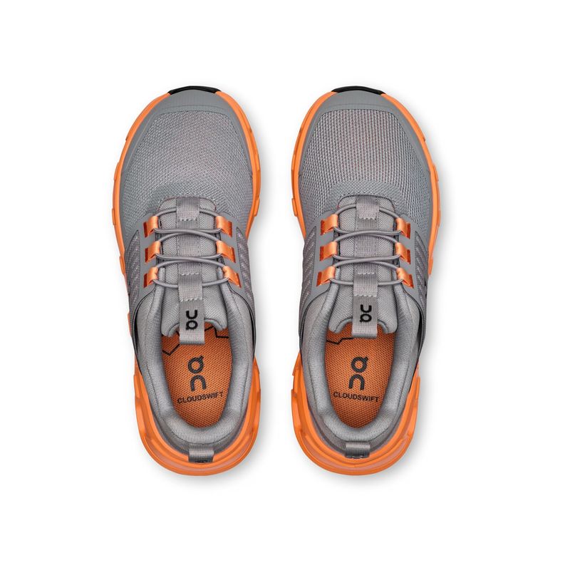 tenis-on-running-cloudswift-infantil-cinza-laranja