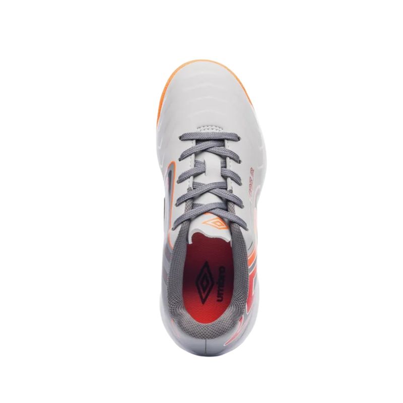 chuteira-futsal-umbro-pro-5-infantil-grafite-laranja
