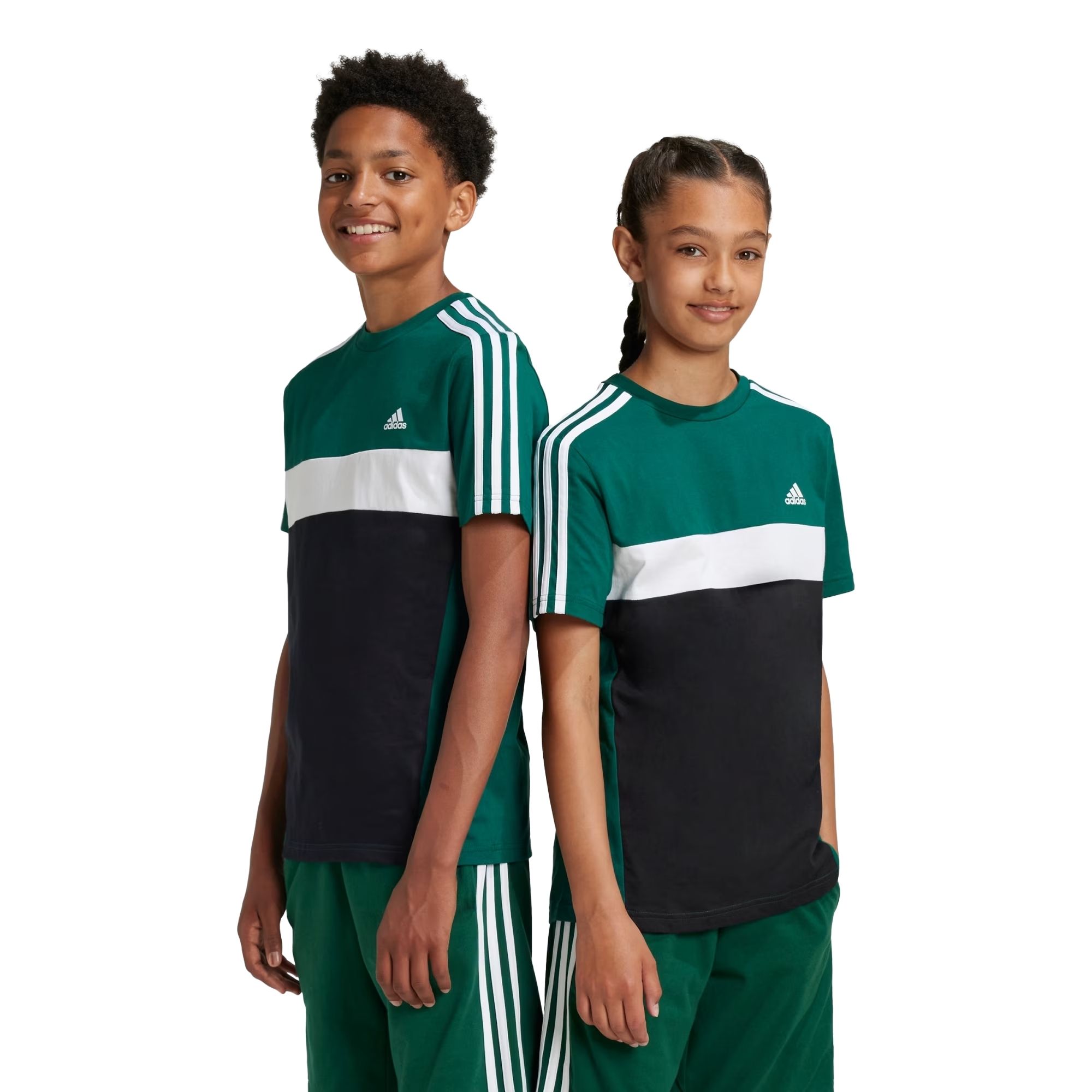 Camiseta Adidas Tiberio Três Listras Colorblock Infantil - Verde