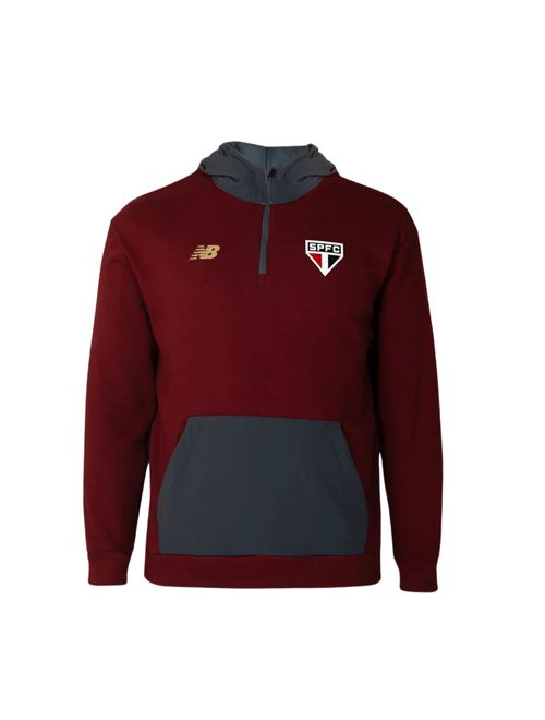 Blusão Com Capuz São Paulo 25/26 New Balance Viagem Masculino - Bordô/Cinza