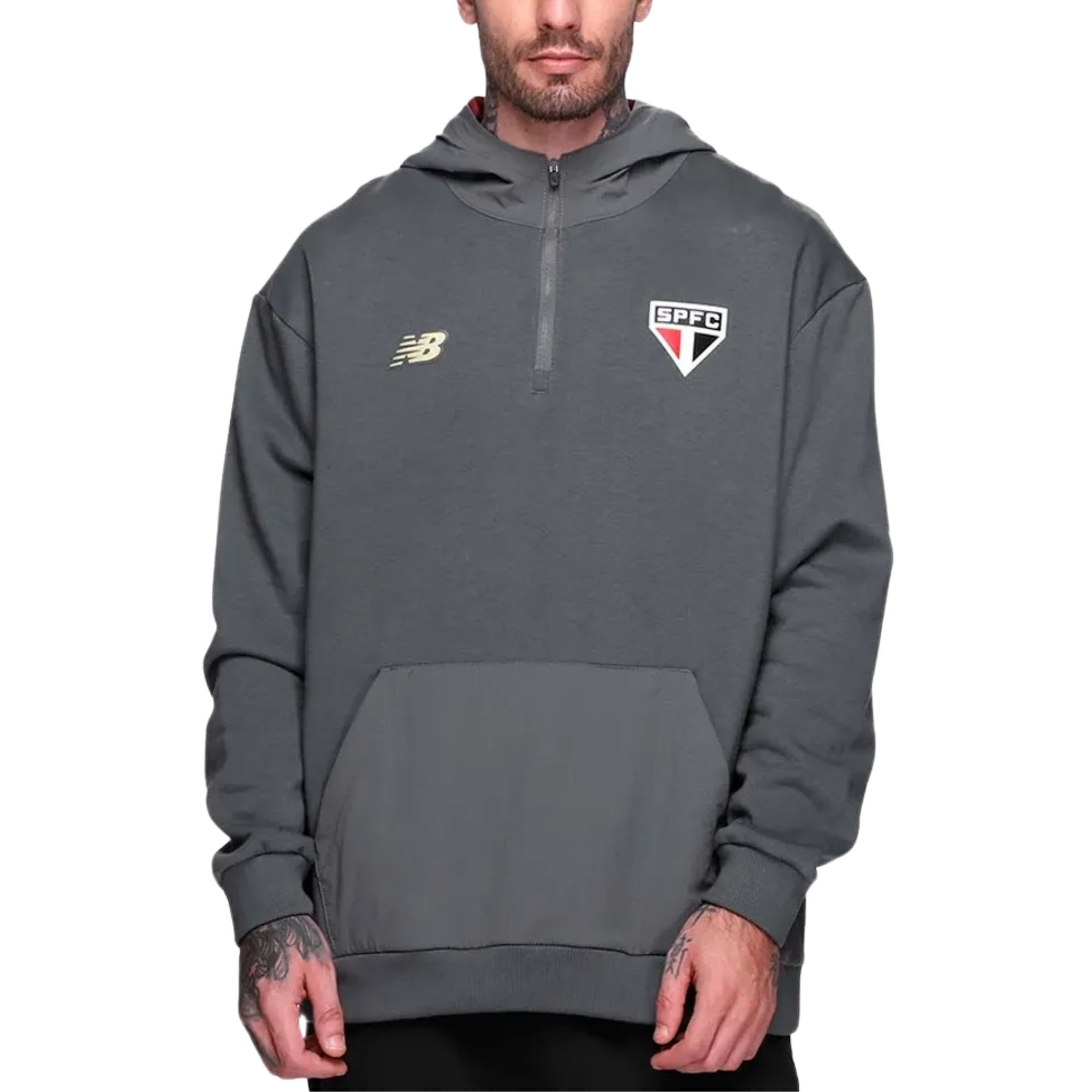 Blusão Com Capuz São Paulo 25/26 New Balance Viagem Masculino - Cinza
