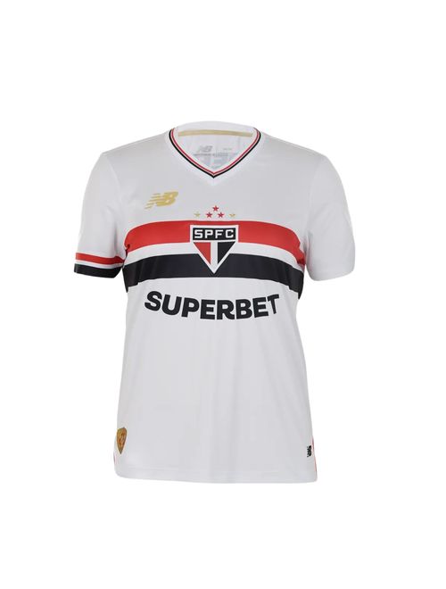 Camisa São Paulo I 25/26 New Balance Torcedora Feminina - Branca/Vermelha