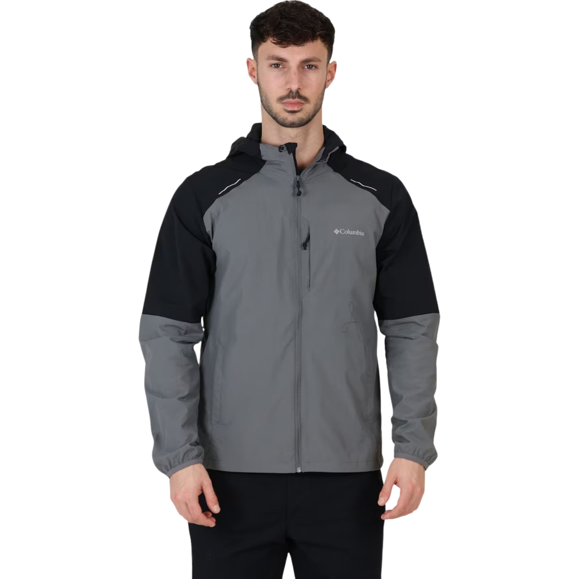 Jaqueta Com Capuz Columbia Tech Poliamida Masculina - Cinza