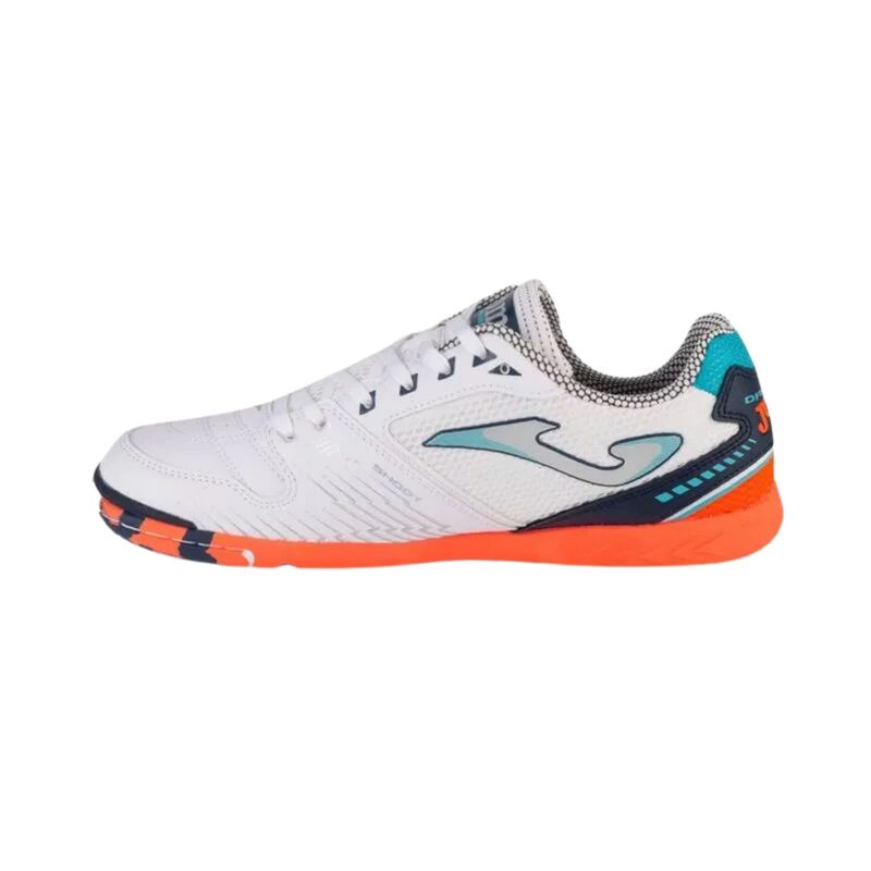 chuteira-futsal-joma-dribling-masculina-branca-laranja