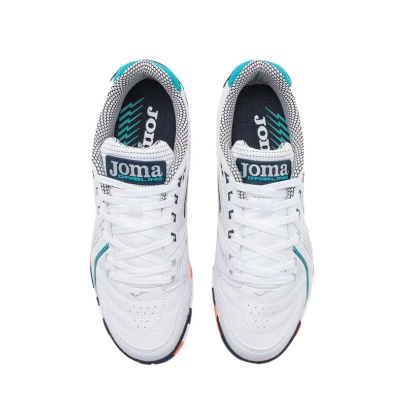 chuteira-futsal-joma-dribling-masculina-branca-laranja