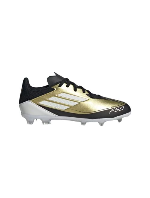 Chuteira Campo Adidas Messi F50 League Infantil - Dourada/Preta/Branca