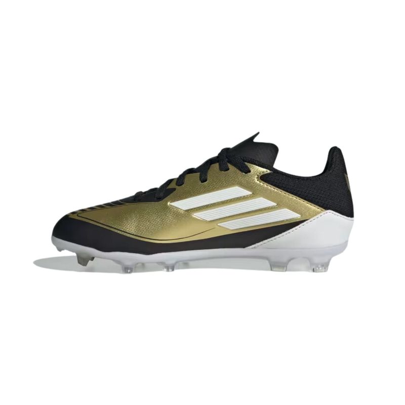 chuteira-campo-adidas-messi-f50-league-infantil-dourada-preta-branca