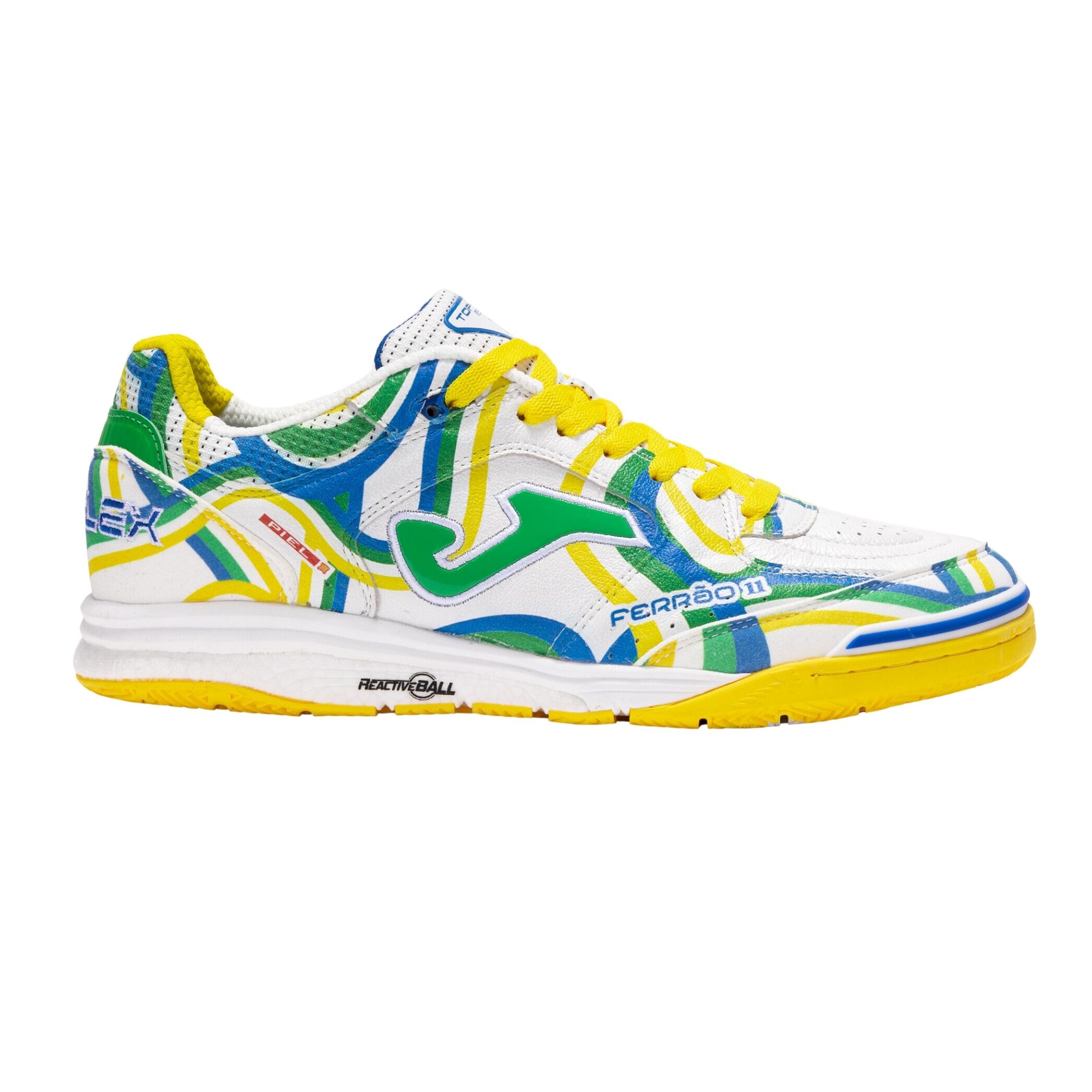 Chuteira Futsal Joma Top Flex Rebound 24 Masculina - Branca/Amarela