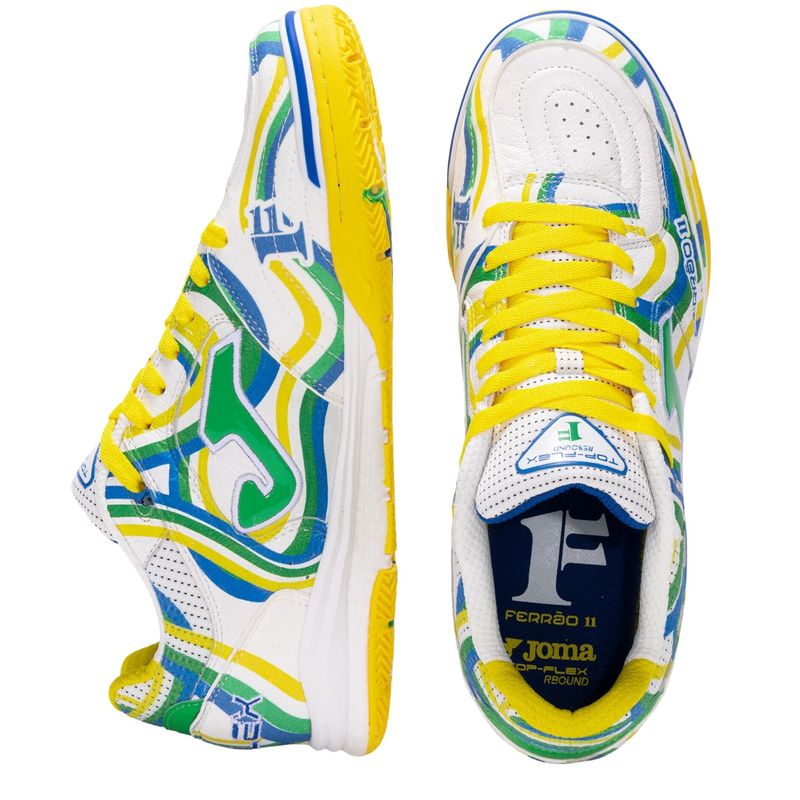 chuteira-futsal-joma-top-flex-rebound-24-masculina-branca-verde