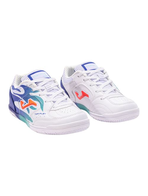 Chuteira Futsal Joma Top Flex 25 Infantil - Branca/Azul Royal