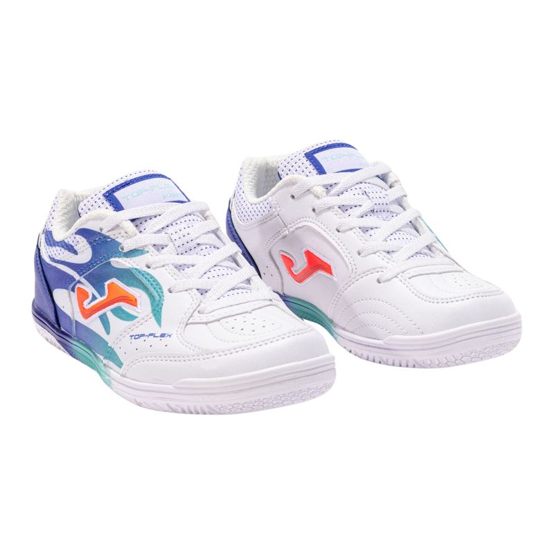 chuteira-futsal-joma-top-flex-25-infantil-branca-azul-royal