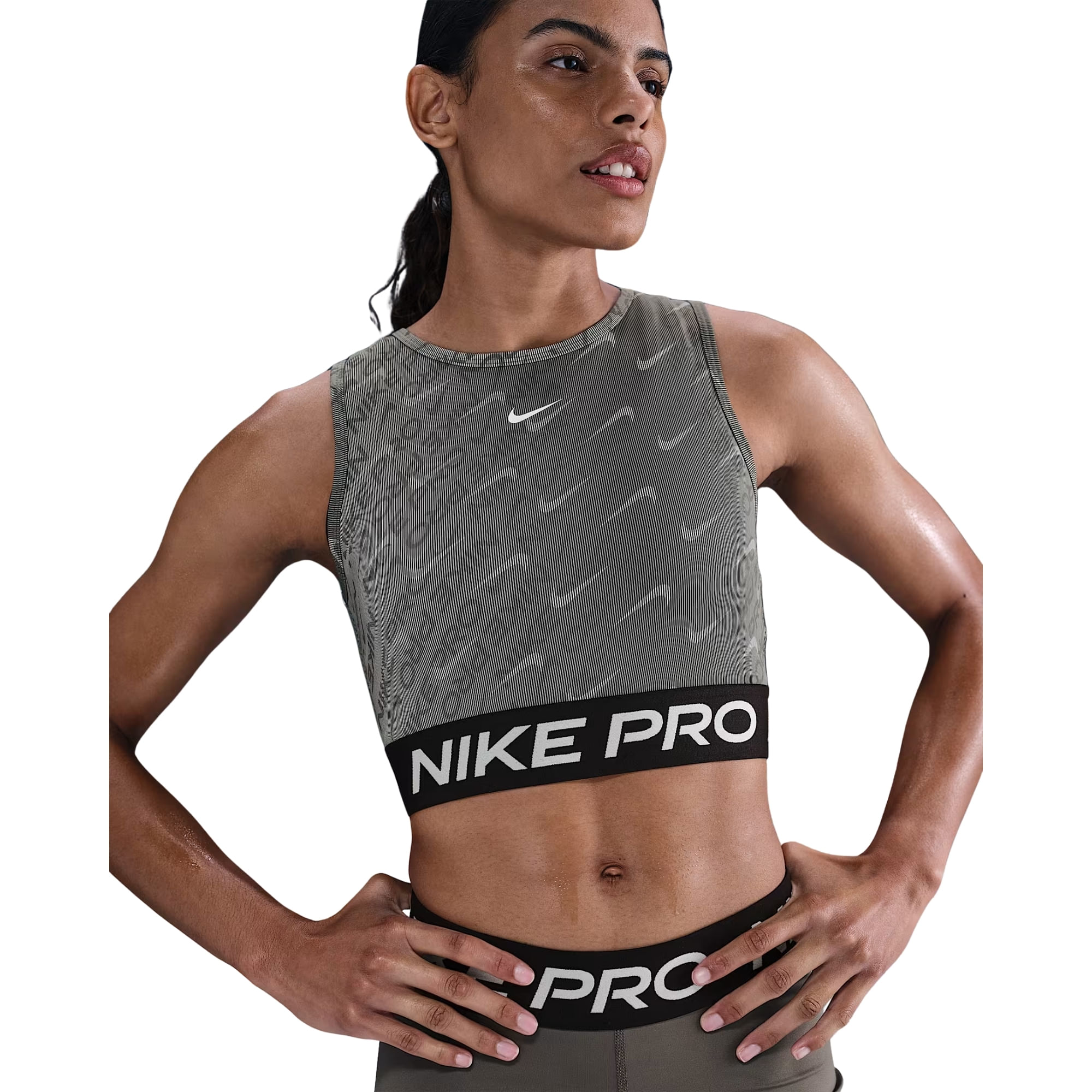 Top Nike Pro Croped Feminino - Preto/Branco