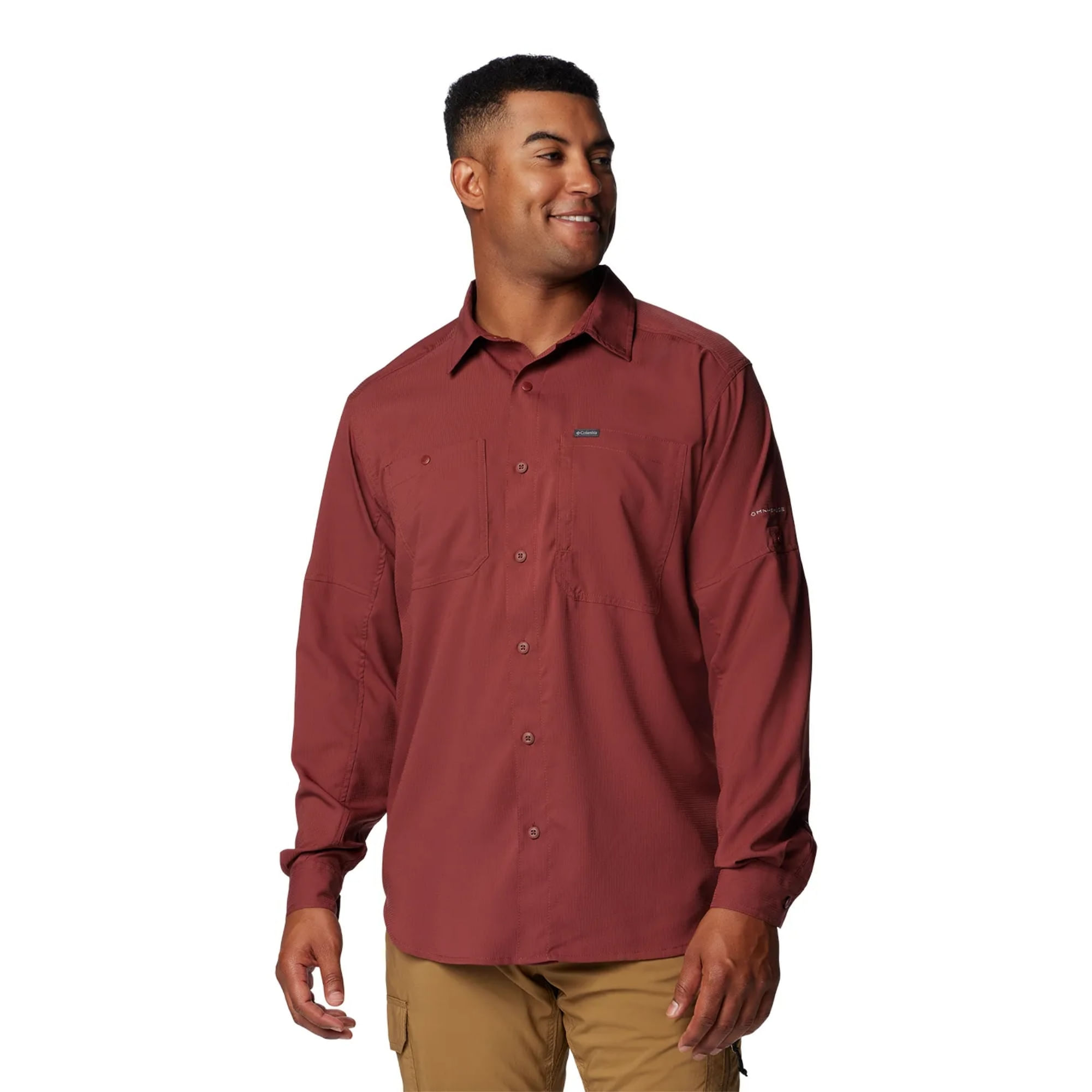 Camisa Manga Longa Columbia Silver Ridge II Utility Lite Masculina - Bordô