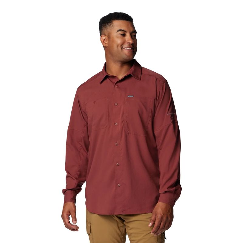 camisa-manga-longa-columbia-silver-ridge-ii-utility-lite-masculina-bordo