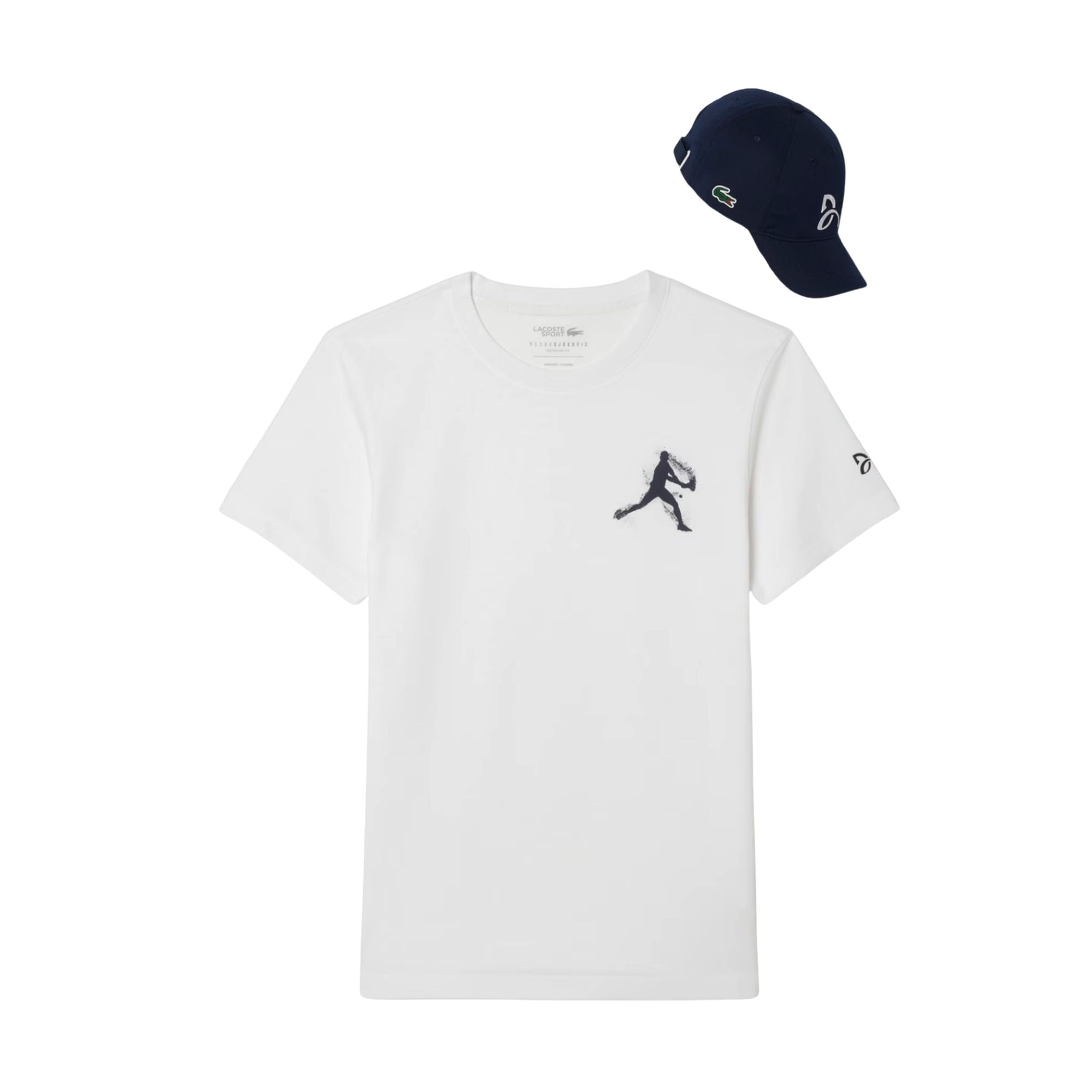 Kit Camiseta E Boné Lacoste Tennis X Novak Djokovic Masculino - Branca/Azul