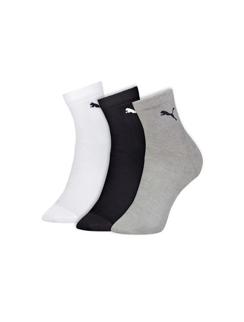 Kit Meia Puma Cano Médio 3 Pares Unissex - Branca/Multicolor