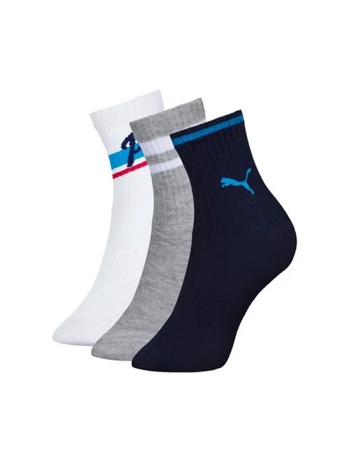 Kit Meia Puma Cano Longo 3 Pares Infantil - Branca/Multicolor