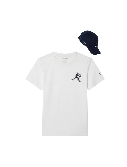 Kit Camiseta E Boné Lacoste Tennis X Novak Djokovic Masculino - Branca/Azul