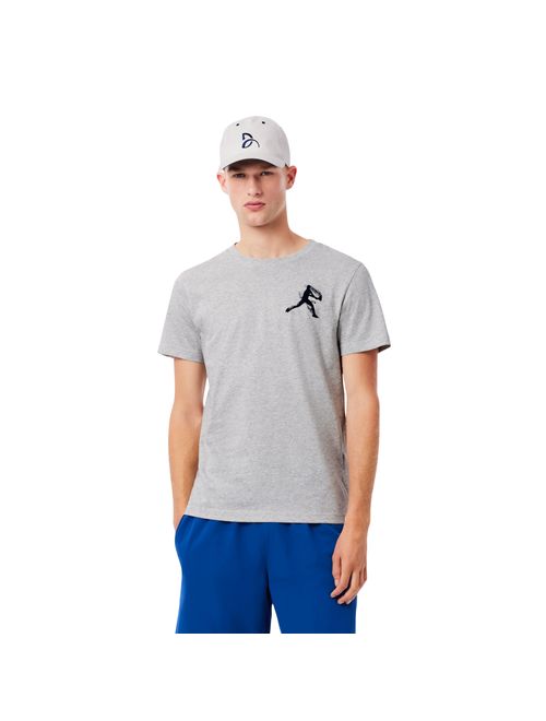 Kit Camiseta E Boné Lacoste Tennis X Novak Djokovic Masculino - Cinza/Branca