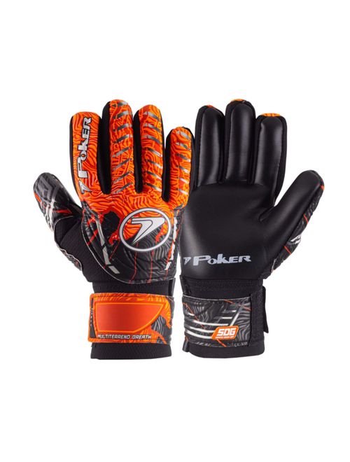 Luva Goleiro Poker Semi Prof Multiterreno Breath Unissex - Preta/Laranja