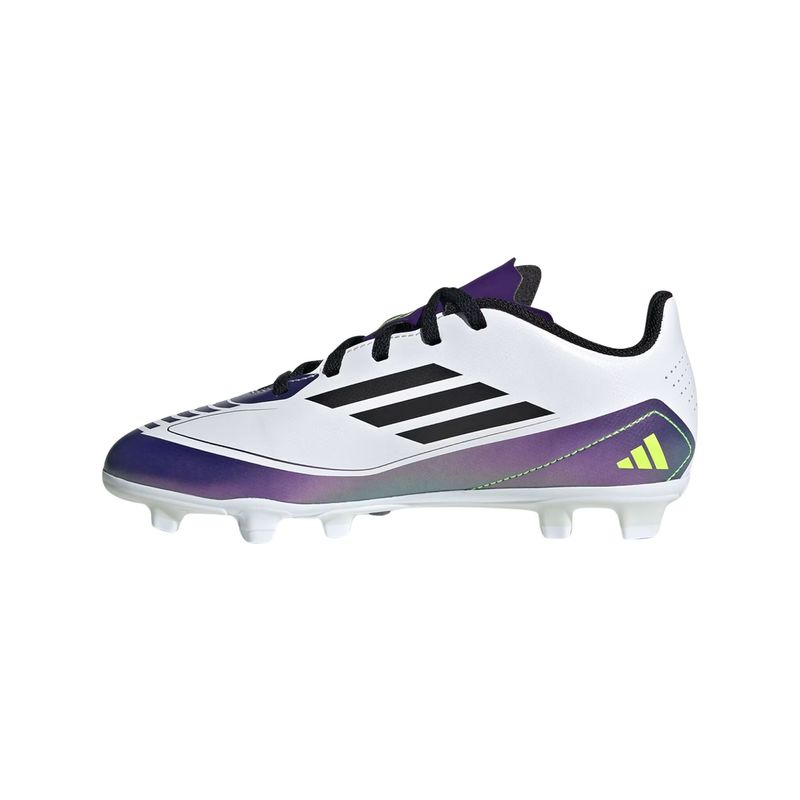 chuteira-campo-adidas-f50-club-flexible-messi-infantil-branca-roxa