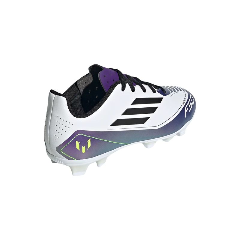 chuteira-campo-adidas-f50-club-flexible-messi-infantil-branca-roxa