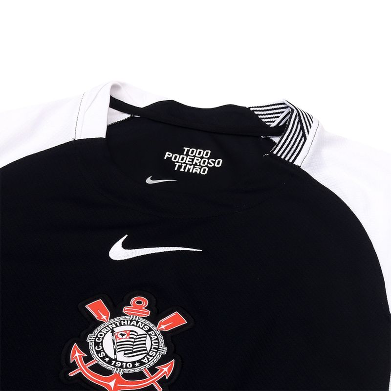 camisa-corinthians-ii-2025-26-nike-torcedor-pro-infantil-preta-branca