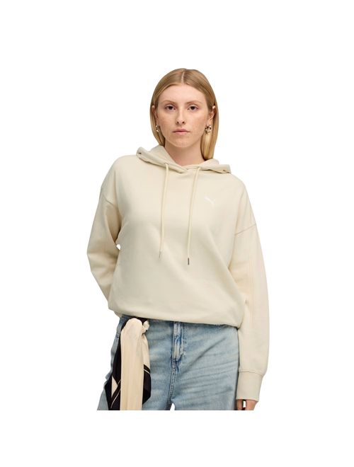 Blusão Com Capuz Puma Moletom Her Oversized Feminino - Bege