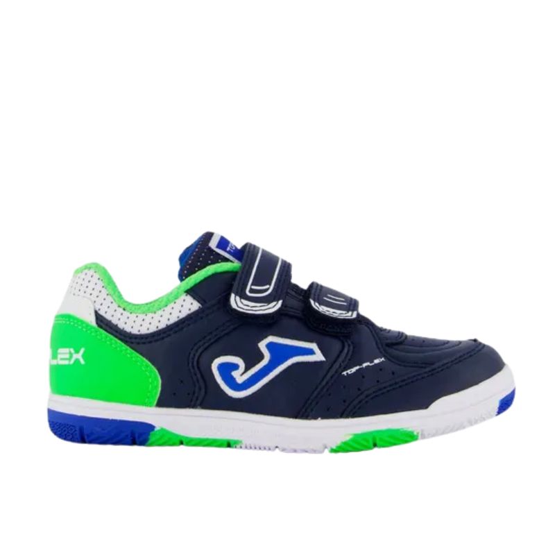 chuteira-futsal-joma-top-flex-velcro-infantil-azul-marinho-verde