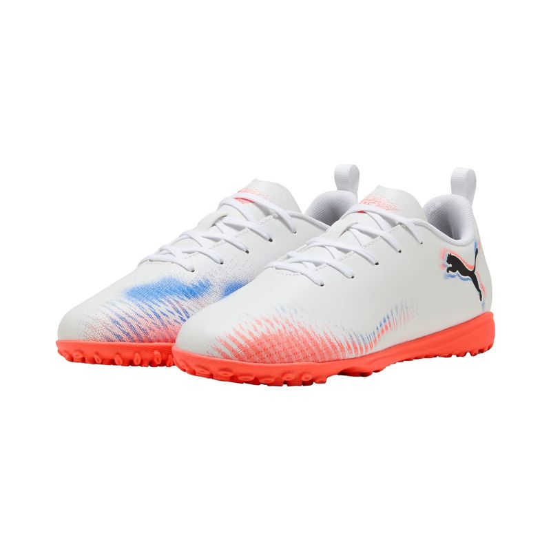 chuteira-society-puma-future-8-play-tt-infantil-branca-coral