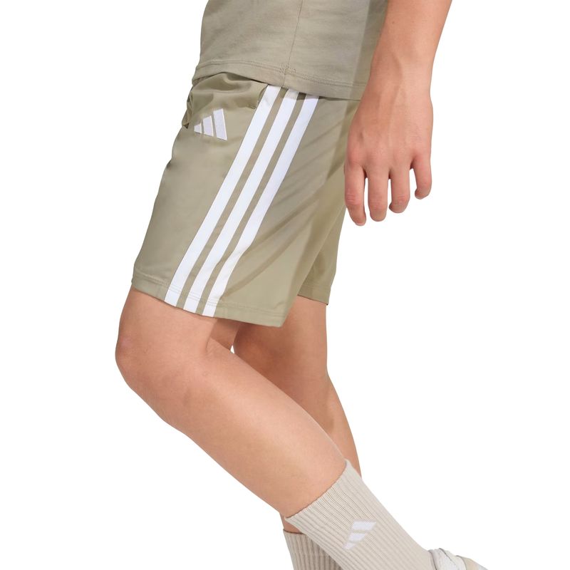 shorts-adidas-3-stripes-essentials-climacool-infantil-caqui