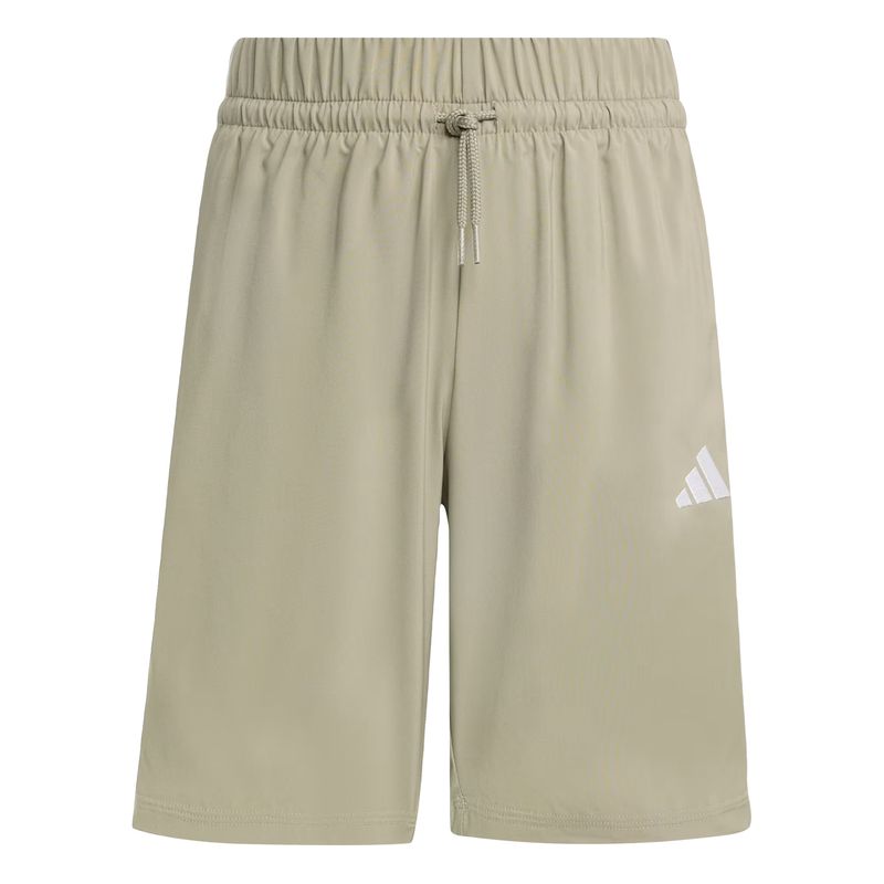 shorts-adidas-3-stripes-essentials-climacool-infantil-caqui