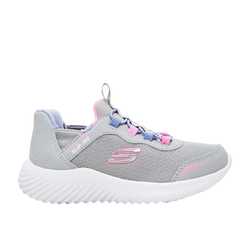 tenis-skechers-bounder-simple-cute-infantil-cinza