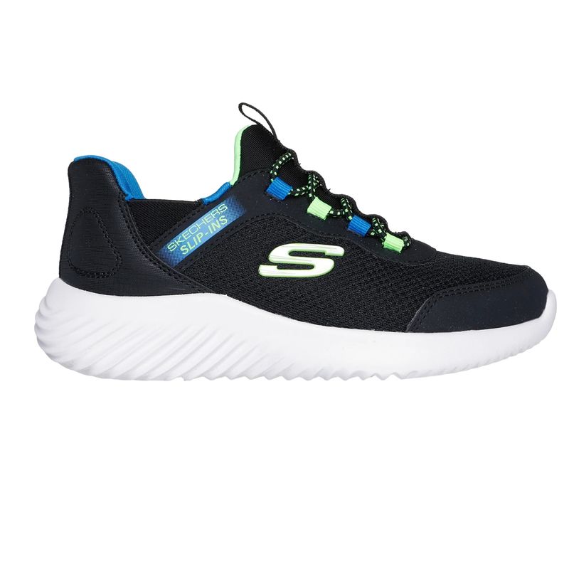 tenis-skechers-bounder-brisk-burst-infantil-preto